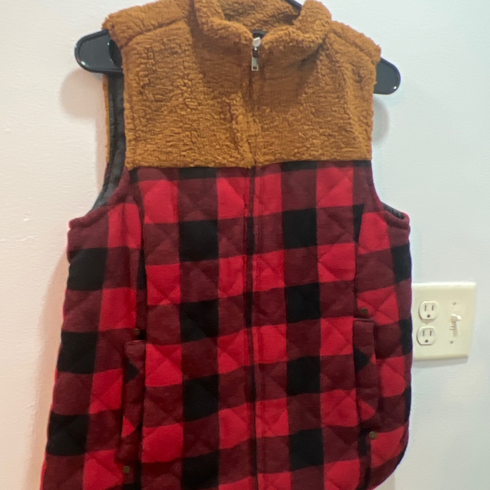 Maurice’s Plaid Sherpa Vest